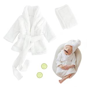 lot 2304 image: M&G House Newborn Photography Props - Bathrobe Outfits for Baby Photoshoots - Girl Baby Robe - Newborn Costume - White (0-6 Months)