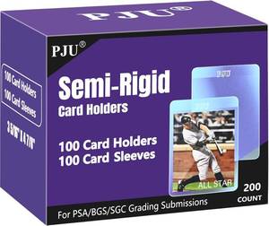 lot 2306 image: 100ct Semi Rigid Card Holders & 100ct Card Sleeves for PSA, SGC, BGS, CSG Graded Card Submissions, Semi Rigid Baseball Cards Sleeves Protectors, PSA Graded Trading Cards Sleeve