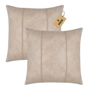 lot 2312 image: Pessbulmm Faux Leather Decorative Throw Pillow Covers 18x18 Inch Set of 2 Modern Solid Design Luxury Cushion Cases for Couch Sofa Bed Durable Soft Easy to Clean, Beige