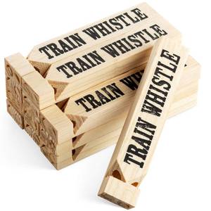 lot 2316 image: Wooden Train Whistles (Pack of 12) - Wood Train Whistle for Kids, Train Party Favors, Theme Birthday Decorations, Noisemakers, Goodie Bag Filler, Small Game Prizes, Stocking Stuffers