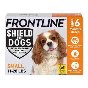 lot 2332 image: FRONTLINE Shield Flea & Tick Treatment for Small Dogs 11-20 lbs. Count of 6