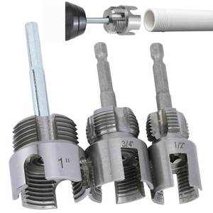 lot 2339 image: QSYZAIL 3 Pcs PVC Pipe Threader Kit Integrated Internal & External Pipe Thread Cutting Tool Set for 12 34 1 PVC Plastic Pipes