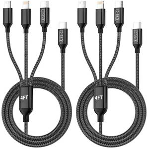 lot 2342 image: Travel Vacation Essentials USB C Multi Charging Cable, 1Pack 4FT Nylon 3-in-1 Charging Cord for Multiple Devices with Type CMicroIP Port, Universal Charger Cable for Cell Phone, Galaxy 25, iPad