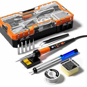 lot 2346 image: Soldering Iron Premium Kit, 60W Soldering Gun with Ceramic Heater, 12-in-1 Soldering Tool, Adjustable Temperature 200 to 450°C, Includes Soldering Iron Tip, Solder Wire, Pump and Paste