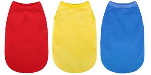 lot 2349 image: Paiaite 3 Pieces Plain Dog Shirt Sleeveless Puppy Cotton Dog Shirts Breathable Pet Apparel Tank Top Colorful Puppy Sweatshirt Clothes for Small Medium Dogs Red Yellow and Blue XS