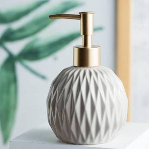 lot 2354 image: Ceramics Gold Soap Dispenser for Bathroom, Relief Soap Dispenser for Kitchen Sink, 400ml13.5Oz Refillable Liquid Hand Soap Bottle with Gold Pump (Khaki).