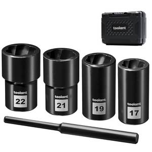 lot 2363 image: toolant 5pcs Lug Nut Remover, Bolt & Nut Remover Socket Tool Kit, Stripped Bolt Extractor for Damaged Screws and Bolts
