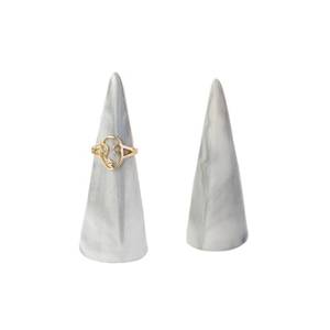 lot 2377 image: Keheng 2pcs 3.14���1.18�� Modern Marble Ceramic Ring Holder Set - Single Cone Tower Shape Decorative Ring Display Stand for Nightstand, Kitchen Sink, Bedroom  Men & Women Engagement RIng Organizer