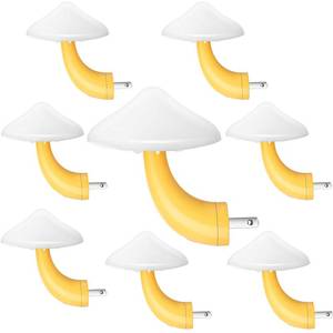 lot 2381 image: Mudder 8 Pack Mushroom Night Light Plug in 7 Color Changing LED Mushroom Nightlight Lamp Cute Light Sensor Wall Lamps for Adults Gifts