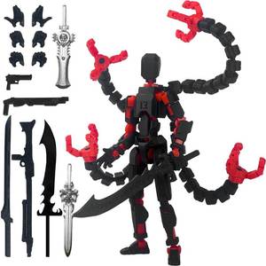 lot 2385 image: T13 Already Assembled Action Figure Accessories,T13 Multi-Jointed Movable,for Collectors Desktop Decorations t-13 Movability 3D Printed Toys (Black Red, 5.5inch)