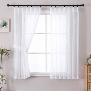 lot 2400 image: OWENIE Pinch Pleated White Sheer Curtains for Bedroom Living Room 63 Inch Length 2 Panels Set, Solid Airy Light Filtering Curtains Dining Room Window Treatments, White, Each 40x63 Inch