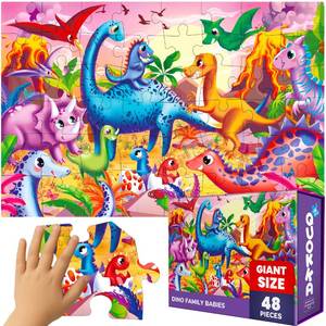 lot 3659 image: QUOKKA Giant Floor Puzzles for Kids Ages 4-6 - 2x3 Feet Extra-Thick 48 Pieces Toddler Puzzle Ages 3-5 �� Dinos Educational Activity for Boys Girls �� Premium Box with Sturdy Handle & Magnetic Closure