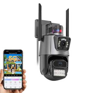 SDTNOVA PTZ WiFi Outdoor Security Wireless 2X3MP Dual Lens Linkage Human Detect Pan tilt Digital Zoom Auto Tracking Home Surveillance Camera Two Way Audio Color Night Vision ICsee