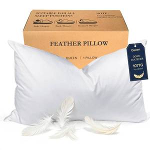 lot 3668 image: BHZ Goose Down Feather Pillows Queen Size - Hotel Collection Bed Pillows for Sleeping Medium Firm Soft Support Pillow for Side and Back Sleepers with Breathable Cover