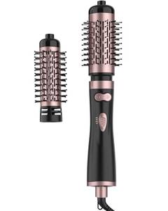 lot 3676 image: ANWA Rotating Hair Dryer Brush, 4-in-1 Hot Air Styler and Rotating Brush, Rotating Blow Dryer Brush with 2 Detachable Brushes(1.5& 2), Black