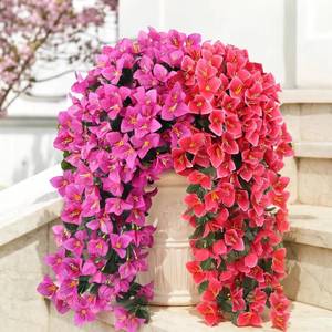 lot 3683 image: ATTGREAT Artificial Bougainvillea for Outdoors Faux Plants UV Resistant Flowers Fake Plastic Plants Realistic Silk Flowers for Porch Planter Garden Hanging Decoration, 2Pcs(Purple Red & Rose Red)