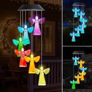 lot 4317 image: MorTime 28 LED Solar Wind Chime, Color Changing Solar Angel Wind Chimes Mobile Hanging Wind Chime for OutsideHome Garden Decoration
