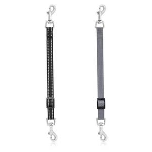lot 4333 image: Cobee Reflective Nylon Prong Collar Clips, 2 Pcs Backup Safety Adjustable Dog Harness Connector, Double Ended Clasp Clip for Puppies (Black, Gray)