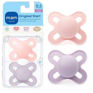 lot 4345 image: MAM Original Start Matte Baby Pacifiers 0-3 Mths, BPA-Free Skin Soft Silicone Nipple, Developed with Medical Experts Specially for Smaller Newborn Mouths, Easy to Clean, 2 Pk with Sterilizer Case