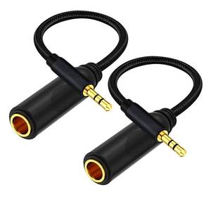 lot 4351 image: WISYIFIL 14 to 3.5mm Cable 1ft Long, Quarter inch (6.35mm) Female to 3.5mm Male Adapter, 18 to 14 Stereo Audio Cable,for Headphone, Amplifiers, Guitar, Amp etc. Nylon Braided Cable, 2-Pack