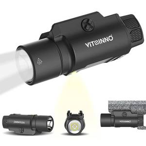 lot 4356 image: VITOINNO 1750 Lumen Tactical Flashlight with Bottom Moonlight lamp, Rechargeable Pistol Light with StrobeMomentary Compatible with Picatinny Rail