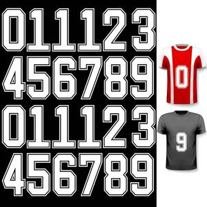 lot 4366 image: WILLBOND 24 Pcs Iron on Numbers, Jersey Heat Transfer Numbers 0 to 9 for Team Uniform T-Shirt Football Basketball Baseball(White with Black Border,8 Inch)