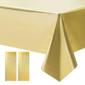 lot 4374 image: Just Shimmer 2 pcs Gold Tablecloth Plastic -Stunning Metallic Matte Finish, 40 x 108 New Year Table Cloth, Perfect for Bachelorette Wedding Graduation Birthday Party Anniversary Event Decorations