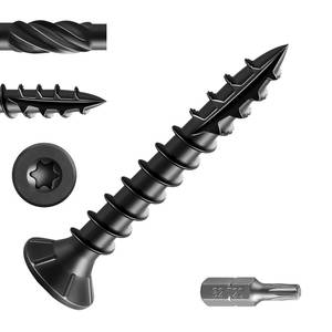 lot 4377 image: Wensilon #8  1-14 Black Deck Screws, (186pcs) 1 lbs.Exterior Wood Screws, Rust Resistant Epoxy Coated, Bronze, T20 Star Bit