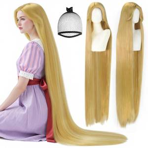 lot 4386 image: TIKJOYS 62inch160cm Long Blonde Wigs for Women Princess Cosplay Wig for Women Long Straight Blonde Costume Wig for Halloween Party Princess Outfit  Hair Cap