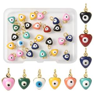 lot 4412 image: MakemadeDIY 26Pcs Colorful Heart Evil Eye Enamel Charms Metal Brass 18K Gold Plated Pendants Charms for Jewelry Making Bracelets Necklaces Earrings Keychains Crafting