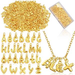 lot 4413 image: Tondiamo Gold Bubbled Charm for Jewelry Making Gold Letter Charm A- Z Alphabet Pendant Letters 3D Bubble Glitter Trendy Chunky Initial Alphabet for Women DIY Craft Bracelet Necklace(104 Pcs,Style A)