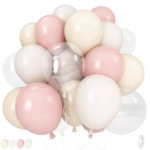 lot 4415 image: Pastel Pink and White Balloons, 12 Inch 35PCS Light Baby Pink Beige Cream White with Clear Latex Balloon for Girls Birthday Bachelorette Party Bridal Baby Shower Winter Party Decorations Supplies