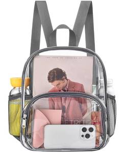 lot 4419 image: Clear Backpack for Stadium Events Clear Backpack 11.5L x 6W x 9.5H with Front Pocket for Concert Sport Events Work Travel (Grey)