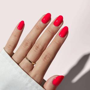 lot 4423 image: BTArtbox Press On Nails Short - Salmon Pink Press on Nails, Oval Fake Nails with Nail Glue, Reusable Glue On Nails in 16 Sizes Nail Kit, Tomato Tango