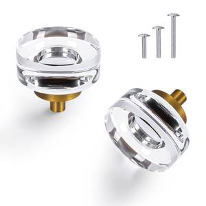lot 4429 image: CEYMIO 1.38 Inch Antique Brass Crystal Cabinet Knobs and Pulls,8 Pack Vintage Round Glass Drawer Knobs for Kitchen Cabinets, Bathroom Vanity, Bedroom Dresser, Closet & Furniture Hardware