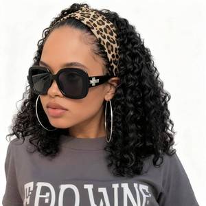 lot 4433 image: BECUS Shoulder Length Curly Headband Wig for Black Women - Glueless Synthetic Wavy Half Wig - Beginner Friendly Wear and Go Wigs for Gym, Work, and Date Night - Heat Resistant (Natural Black-12 Inch)