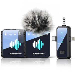 lot 4446 image: MENERESAS Wireless Lavalier Microphone for iPhone Mini Microphone Noise Reduction - 328ft Transmission & 20H Battery Life for Video Recording, 3-in-1 Universal Camera & Android, Deep Grey