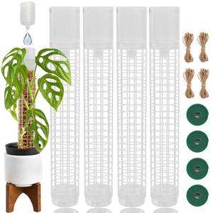 lot 5831 image: Jegu Self-Watering Moss Pole for Monstera Plant Support, 18.8 Inch Stackable Plastic Moss Pole for Climbing Plants. (4PACK-Large)