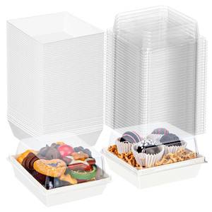 lot 5832 image: TEMLQPACK 100Pack 4 Inches Charcuterie Boxes with Clear Lids - Bakery, Chocolate Covered Strawberries, Mini Cake, Pie Boxes - Perfect for Christmas, Valentines, Halloween