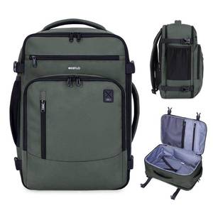 lot 5839 image: ECOHUB 17 Small Travel Backpack, United Airlines Personal Item Bag 17x10x9 with 16 Pockets, Water Resistant Rucksacks Fit 15.6 Laptop, AirTag Pocket, Lightweight Casual Daypack, 25L, Green