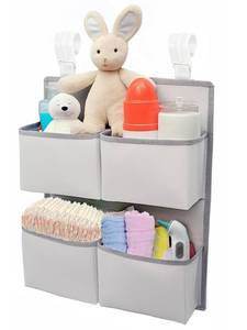 lot 5846 image: KIKJOK Hanging Diaper Organizer for CribPlayardBassinetPlaypen �� Hold 80 Diapers - Changing Table Diaper Holder - Hanging Diaper Storage Stacker Nursery Caddy Organizer for Newborns (Silver-gray)