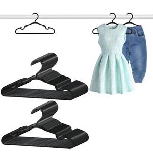 lot 5847 image: A100 Pack Black Baby Hangers 12.91 Inch - Kids Non-Slip Clothes Hangers for Infant & Child, Durable Plastic Childrens Hangers for Closet, Pants, Coats, Skirts