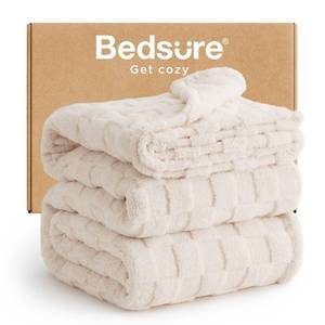 lot 5854 image: Bedsure GentleSoft Blankets Queen Size for Bed - Super Soft Cozy Blanket for Kids Girls, Large Fuzzy Fleece Throw for Bedroom Decor, Cream, 90x90 Inches