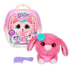 lot 5863 image: SCRUFFALUVS Pink Surprise Pet, Mystery Plush Toys, Stuffed Animals, Wash to Reveal 1 of 3 Rescue Surprise Toy Pets Puppy, Bunny, or Kitty - Includes 8.7 Deluxe Carrier - Styles May Vary
