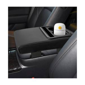 lot 5866 image: Suvnie Car Center Console Armrest Pillow, Memory Foam Auto Armrest Box Cover with Cup Holder and Phone Holder, Waterproof Leather Arm Rest Protector Cushion, Interior Car Accessories (Black)