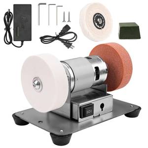 Mini Bench Grinder with 3 Wheels, Electric Multi-Purpose Grinding Machine for Metal, Wood, Knife Making, Jewelry Buffing, 6.3 x 3.5 inch Base