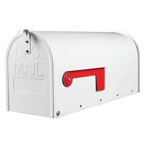 lot 5868 image: Mail Boxes for House Outside, RAINHOL White Mailboxes for Outside, Galvanized Steel Post-Mount Mailboxes, 19 x 8.7 x 6.7 Inches