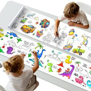 lot 6150 image: 2-Pack Boys Coloring Paper Roll, 1 Dinosaur World  1 Vehicle Adventure, 116x11.6 Giant Drawing Paper, Reusable Mess-Free Art Paper Set for Toddler Boys Ages 3-8, Best Birthday Gift & Tablecloth