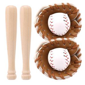 lot 6152 image: Mini Baseball Set, Miniature Baseball Bat Glove & Ball Tiny Accessories for Cake Toppers Sports Decor Desktop Displays Photography Props (Khaki)