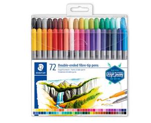 lot 6153 image: STAEDTLER 3200 TB72 Design Journey Double-Ended Fibre-Tip Pens with Two Nibs - Narrow and Wide, Pack of 72
